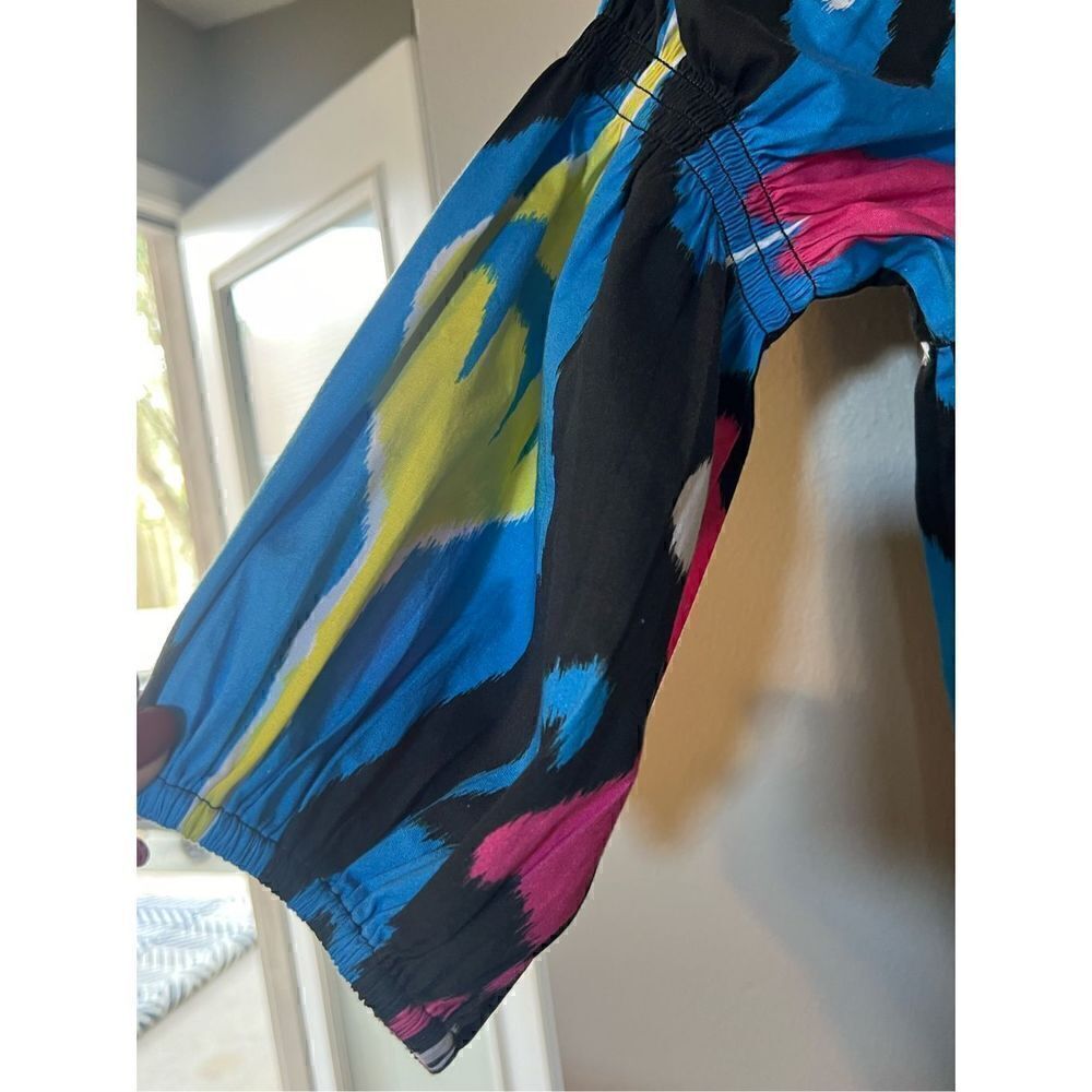 Sheridan French Women’s Size Medium Isabel Maxi Dress Black Blue Heart Ikat NWOT - Picture 9 of 14